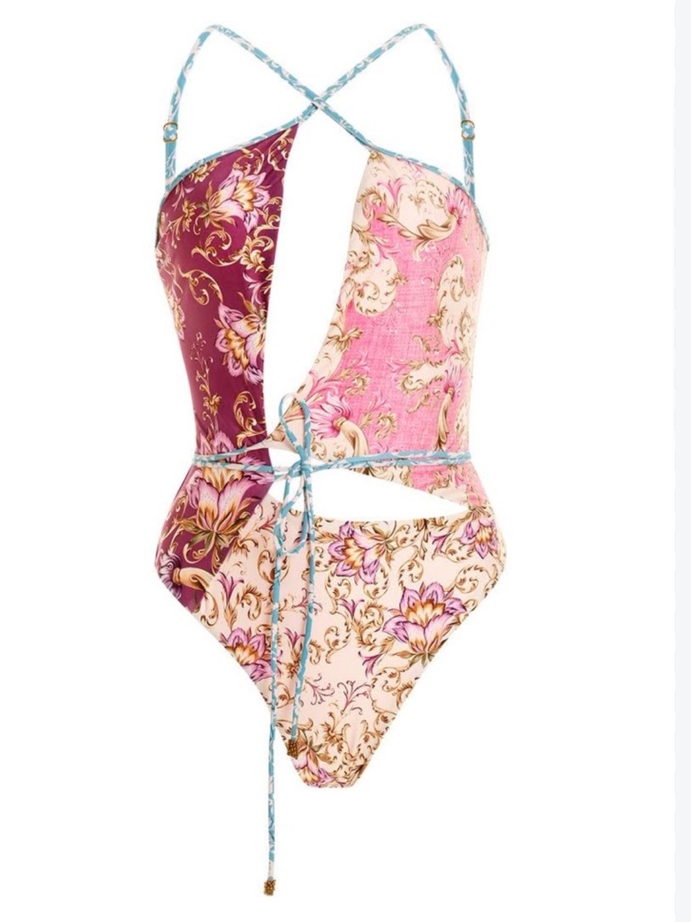 Agua Bendita Floral One-Piece Swimsuit - Purple, Pink, Cream
